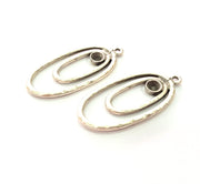 2 Silver Base Blank inlay Blank Earring Base Resin Blank Mosaic Mountings Antique Silver Plated Metal (43x20 mm)  G14190