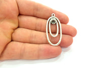2 Silver Base Blank inlay Blank Earring Base Resin Blank Mosaic Mountings Antique Silver Plated Metal (43x20 mm)  G14190