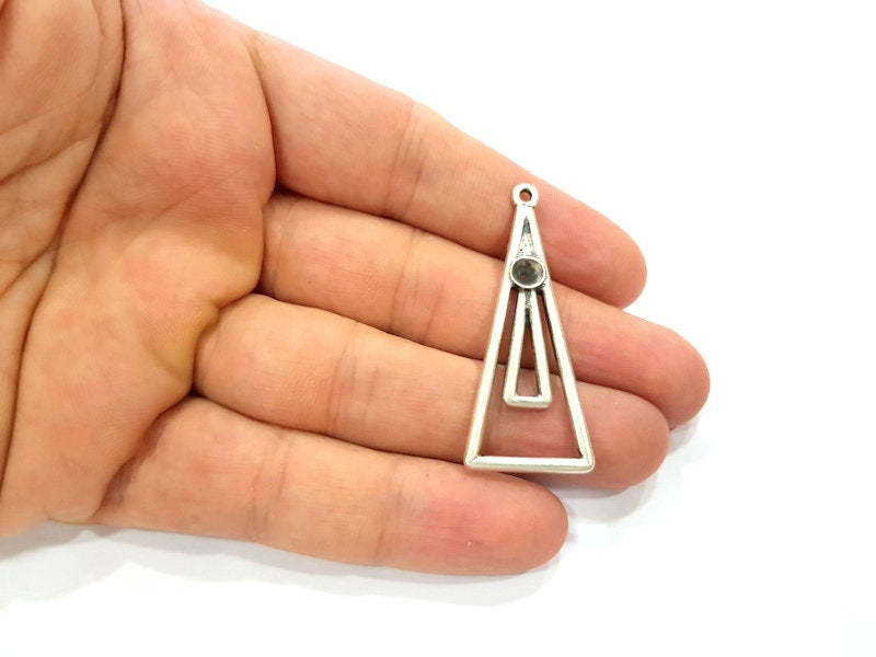 2 Silver Base Blank inlay Blank Earring Base Resin Blank Mosaic Mountings Antique Silver Plated Metal (49x20 mm)  G14191