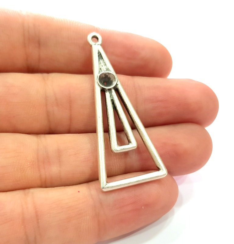 2 Silver Base Blank inlay Blank Earring Base Resin Blank Mosaic Mountings Antique Silver Plated Metal (49x20 mm)  G14191