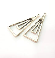 2 Silver Base Blank inlay Blank Earring Base Resin Blank Mosaic Mountings Antique Silver Plated Metal (49x20 mm)  G14191