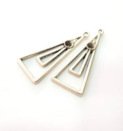 2 Silver Base Blank inlay Blank Earring Base Resin Blank Mosaic Mountings Antique Silver Plated Metal (49x20 mm)  G14191