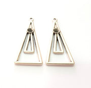 2 Silver Base Blank inlay Blank Earring Base Resin Blank Mosaic Mountings Antique Silver Plated Metal (49x20 mm)  G14191