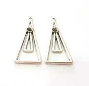 2 Silver Base Blank inlay Blank Earring Base Resin Blank Mosaic Mountings Antique Silver Plated Metal (49x20 mm)  G14191