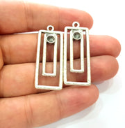 2 Silver Base Blank inlay Blank Earring Base Resin Blank Mosaic Mountings Antique Silver Plated Metal (43x17 mm)  G14192
