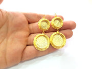 Earring Blank Base Settings Gold Resin Blank Cabochon Bases inlay Blank Mountings Gold Plated Brass (14+20mm blank) 1 Set  G14492