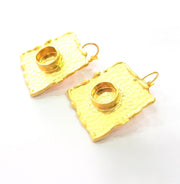 Earring Blank Base Settings Gold Resin Blank Cabochon Bases inlay Blank Mountings Gold Plated Brass (10mm blank) 1 Set  G14493