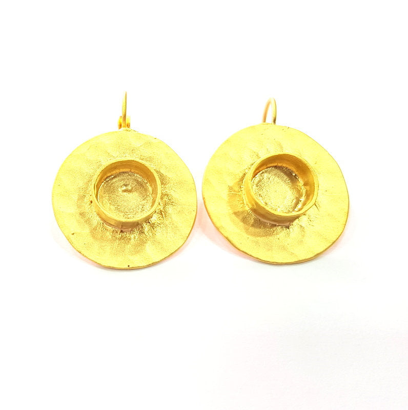 Earring Blank Base Settings Gold Resin Blank Cabochon Bases inlay Blank Mountings Gold Plated Brass (10mm blank) 1 Set  G14499