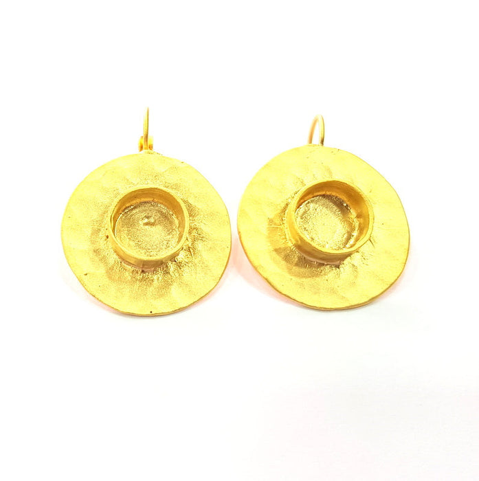 Earring Blank Base Settings Gold Resin Blank Cabochon Bases inlay Blank Mountings Gold Plated Brass (10mm blank) 1 Set  G14499