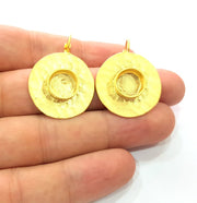 Earring Blank Base Settings Gold Resin Blank Cabochon Bases inlay Blank Mountings Gold Plated Brass (10mm blank) 1 Set  G14499