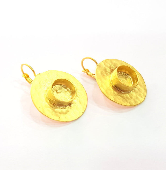 Earring Blank Base Settings Gold Resin Blank Cabochon Bases inlay Blank Mountings Gold Plated Brass (10mm blank) 1 Set  G14499