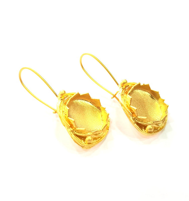 Earring Blank Base Settings Gold Resin Blank Cabochon Bases inlay Blank Mountings Gold Plated Brass (15mm blank) 1 Set  G14501