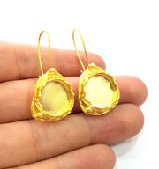 Earring Blank Base Settings Gold Resin Blank Cabochon Bases inlay Blank Mountings Gold Plated Brass (15mm blank) 1 Set  G14501