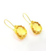 Earring Blank Base Settings Gold Resin Blank Cabochon Bases inlay Blank Mountings Gold Plated Brass (15mm blank) 1 Set  G14501