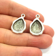 2 Silver Base Blank inlay Blank Earring Base Resin Blank Mosaic Mountings Antique Silver Plated Metal (18x13 mm blank )  G14198