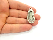 2 Silver Base Blank inlay Blank Earring Base Resin Blank Mosaic Mountings Antique Silver Plated Metal (23x9 mm blank )  G16451