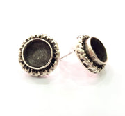 Earring Blank Base Settings Silver Resin Blank Cabochon Base inlay Blank Mountings Antique Silver Plated Brass (10mm blank) 1 Set  G14503