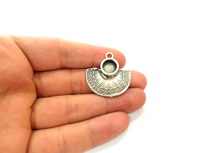 Silver Base Blank inlay Blank Earring Base Resin Blank Mosaic Mountings Antique Silver Plated Metal (10 mm blank )  G16452