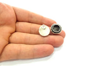 Earring Blank Base Settings Silver Resin Blank Cabochon Base inlay Blank Mountings Antique Silver Plated Brass (10mm blank) 1 Set  G14503