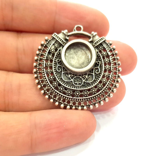 Silver Base Blank inlay Blank Earring Base Resin Blank Mosaic Mountings Antique Silver Plated Metal (12 mm blank )  G14565