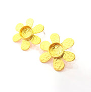 Earring Blank Base Settings Gold Resin Blank Cabochon Bases inlay Blank Mountings Matte Gold Plated Brass (10mm blank) 1 Set  G14506