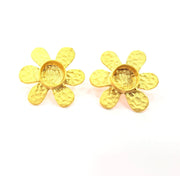 Earring Blank Base Settings Gold Resin Blank Cabochon Bases inlay Blank Mountings Matte Gold Plated Brass (10mm blank) 1 Set  G14506