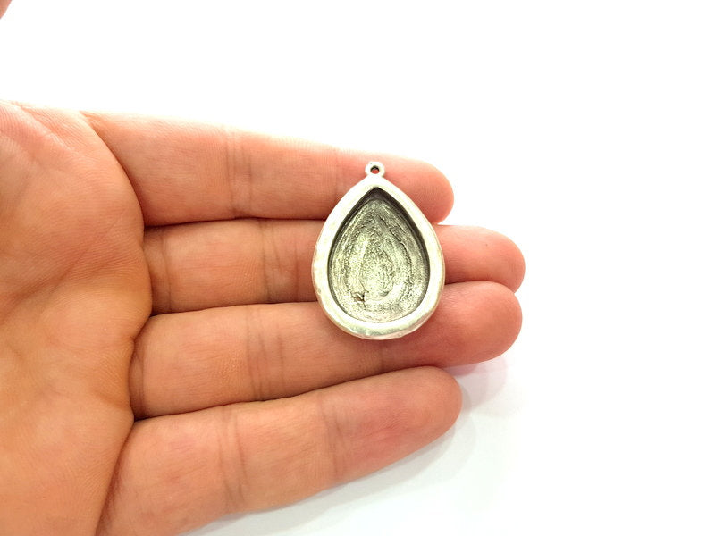 Silver Base Blank inlay Blank Earring Base Resin Blank Mosaic Mountings Antique Silver Plated Metal (29x21 mm blank )  G14206