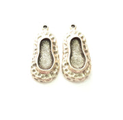 2 Silver Base Blank inlay Blank Earring Base Resin Blank Mosaic Mountings Antique Silver Plated Metal (17x7 mm blank )  G14207