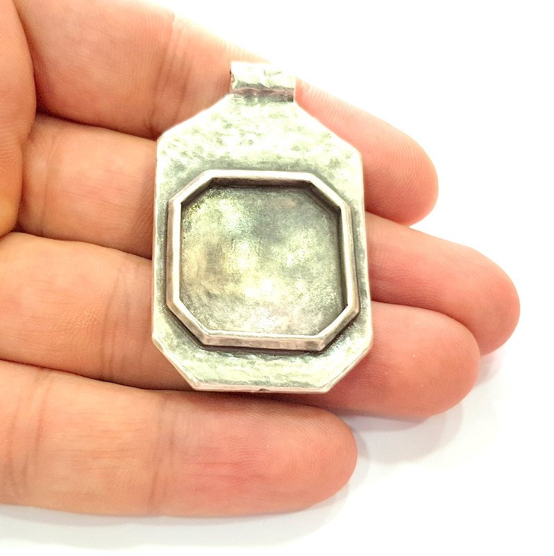 Silver Base Blank inlay Blank Earring Base Resin Blank Mosaic Mountings Antique Silver Plated Metal (23x23 mm blank )  G14210