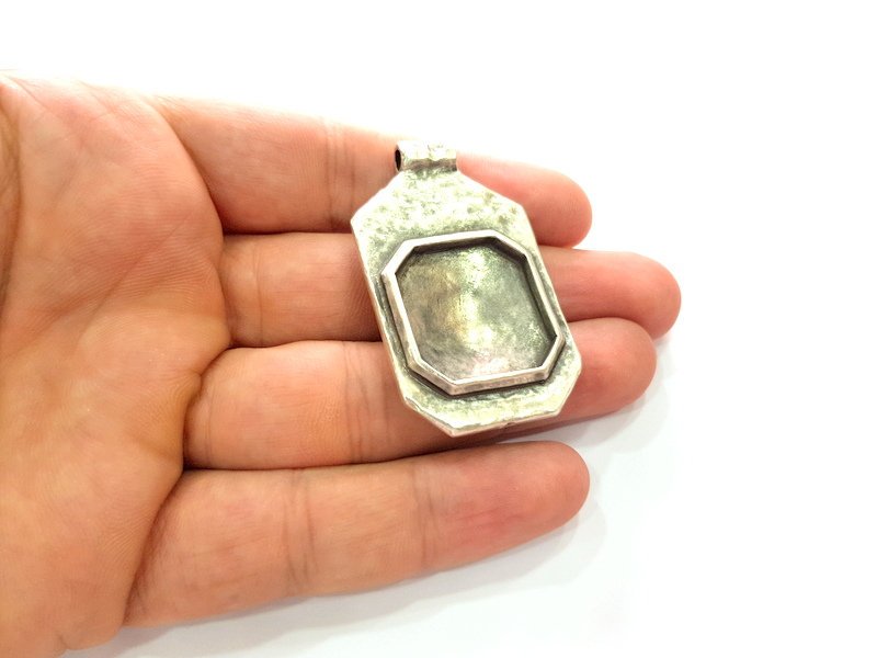 Silver Base Blank inlay Blank Earring Base Resin Blank Mosaic Mountings Antique Silver Plated Metal (23x23 mm blank )  G14210