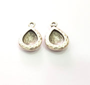 2 Silver Base Blank inlay Blank Earring Base Resin Blank Mosaic Mountings Antique Silver Plated Metal (14x10 mm blank )  G14211