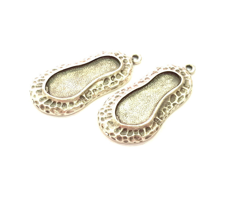 2 Silver Base Blank inlay Blank Earring Base Resin Blank Mosaic Mountings Antique Silver Plated Metal (31x12 mm blank )  G14212