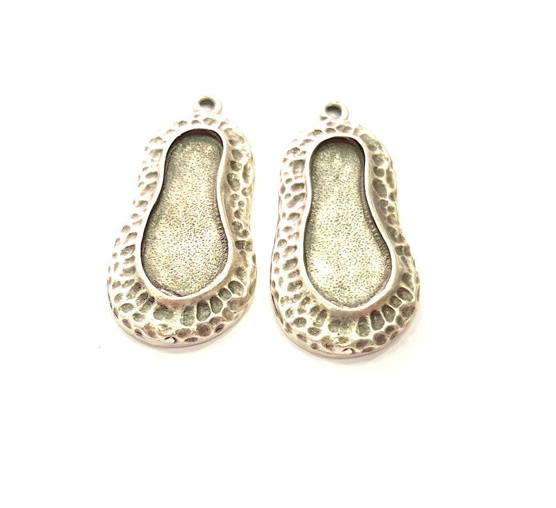 2 Silver Base Blank inlay Blank Earring Base Resin Blank Mosaic Mountings Antique Silver Plated Metal (31x12 mm blank )  G14212