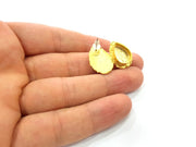 Earring Blank Base Settings Gold Resin Blank Cabochon Bases inlay Blank Mountings Gold Plated Brass (14x10mm blank) 1 Set  G14509
