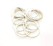 10 Silver Circle Connector Antique Silver Plated Brass (25 mm)  G14218