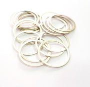 10 Silver Circle Connector Antique Silver Plated Brass (25 mm)  G14218