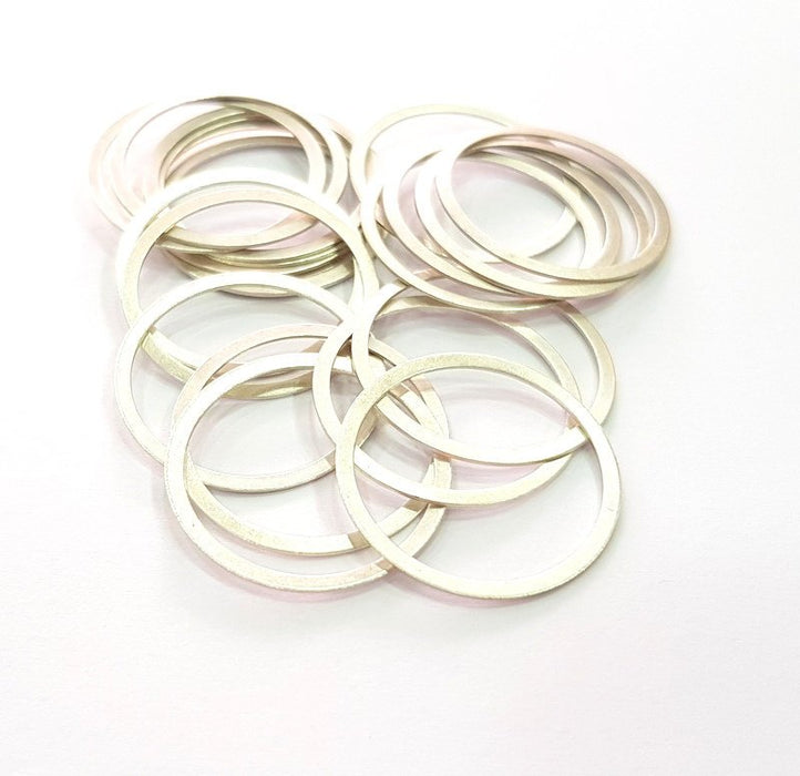 10 Silver Circle Connector Antique Silver Plated Brass (25 mm)  G14218