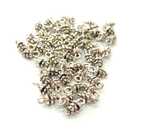 20 Pine Cone Charm Silver Charms Antique Silver Plated Metal (11x5mm) G14219