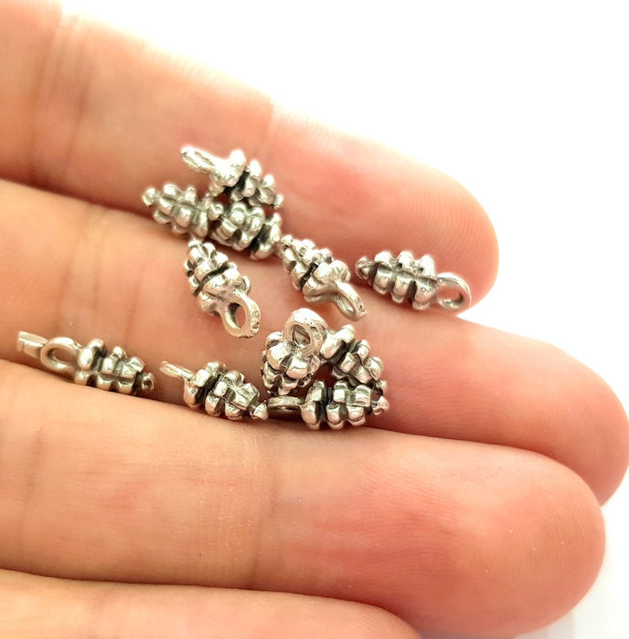20 Pine Cone Charm Silver Charms Antique Silver Plated Metal (11x5mm) G14219