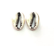 5 Cowrie Shell Charms Silver Charms Antique Silver Plated Metal (20x13mm) G14226