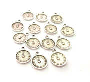 10 Clock Charm Silver Charms Antique Silver Plated Metal (16x12mm) G14231