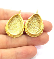 Earring Blank Base Settings Gold Resin Blank Cabochon Bases inlay Blank Mountings Gold Plated Brass (25x18mm blank) 1 Set  G14516