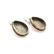 Earring Blank Base Settings Silver Resin Blank Cabochon Base inlay Blank Mountings Antique Silver Plated Brass (25x18mm blank) 1 Set  G14517