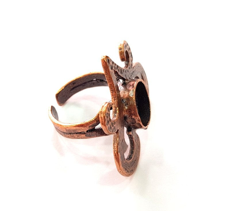 Copper Ring Settings inlay Ring Blank Mosaic Ring Bezel Base Cabochon Mountings ( 10 mm blank) Antique Copper Plated Brass G14235
