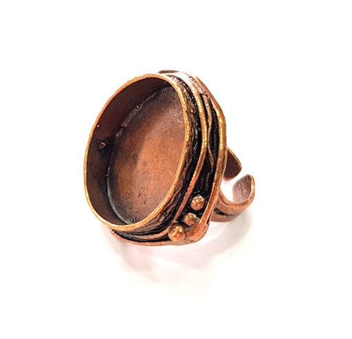 Copper Ring Settings inlay Ring Blank Mosaic Ring Bezel Base Cabochon Mountings ( 24 mm blank) Antique Copper Plated Brass G14236
