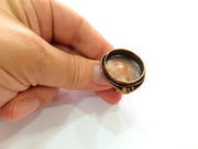 Copper Ring Settings inlay Ring Blank Mosaic Ring Bezel Base Cabochon Mountings ( 24 mm blank) Antique Copper Plated Brass G14236