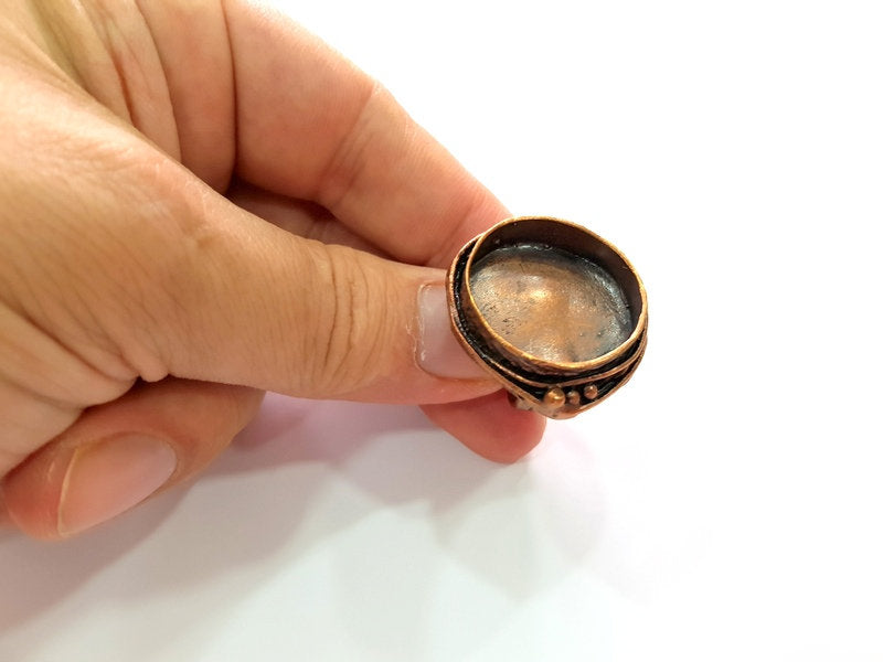Copper Ring Settings inlay Ring Blank Mosaic Ring Bezel Base Cabochon Mountings ( 24 mm blank) Antique Copper Plated Brass G14236