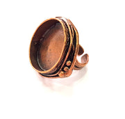Copper Ring Settings inlay Ring Blank Mosaic Ring Bezel Base Cabochon Mountings ( 24 mm blank) Antique Copper Plated Brass G14236