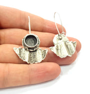 Earring Blank Base Settings Silver Resin Blank Cabochon Base inlay Blank Mountings Antique Silver Plated Brass (10mm blank) 1 Set  G14519