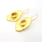Earring Blank Base Settings Gold Resin Blank Cabochon Bases inlay Blank Mountings Gold Plated Brass (14x10mm blank) 1 Set  G14521